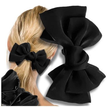 Ac de păr mare negru, cataramă cu fundă elegantă