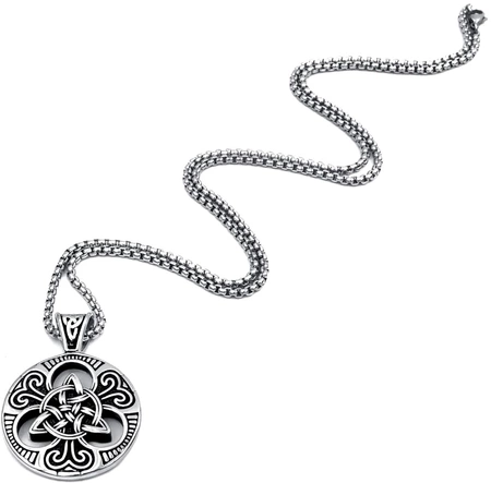 Colier barbatesc, otel chirurgical, Viking, amuleta nordica din argint