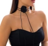 Colier choker dama cu floare innodata, floare neagra