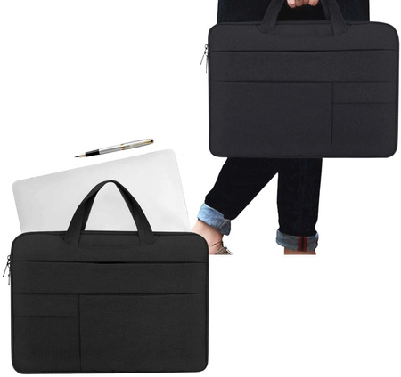 Geanta pentru laptop, neagra, spatioasa, husa 15.6