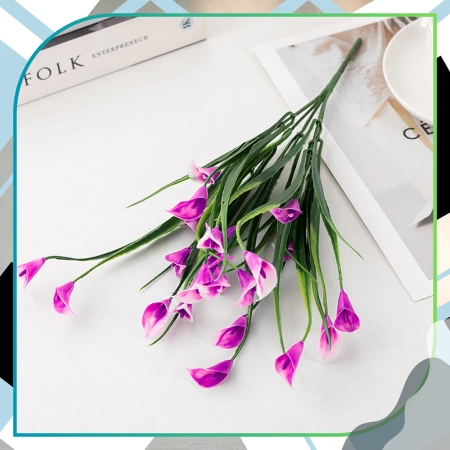 Flori artificiale crini roz decor buchet calla 5buc