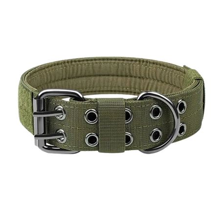 Tactic guler de câine verde reglabil dublu rând XL guler de câine