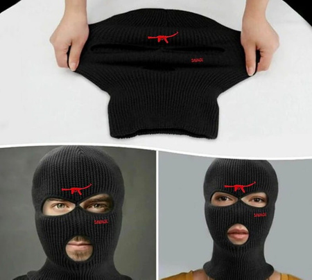 Balaclava masca neagra 3 orificii caldura AK