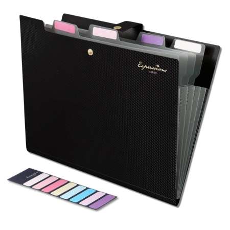 Dosar A4, organizator de documente, servietă, 5 compartimente, negru