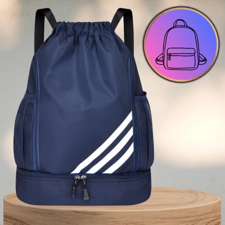 Rucsac sport bleumarin pentru antrenament de gimnastica cu cordon