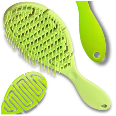 Perie flexibila pentru masaj si coafare a parului, verde delicat