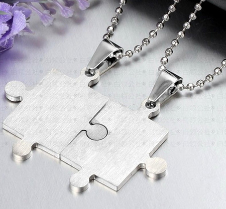 Set 2 coliere pentru un cuplu Puzzle Oțel chirurgical