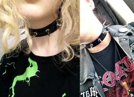 Cercei punk piele colier guler choker gotic