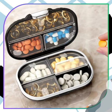 Cutie, geantă, organizator pentru medicamente, 7 zile, negru elegant