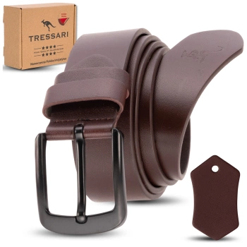 Curea bărbătească TRESSARI, piele naturală, maro, pentru pantaloni