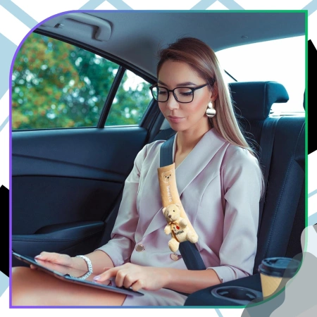 Husă pentru centura de siguranță, ursuleț decorativ pentru copii