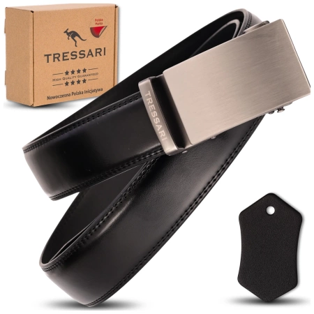 Curea pentru pantaloni TRESSARI pentru bărbați, 120 cm, automată, din piele, neagră