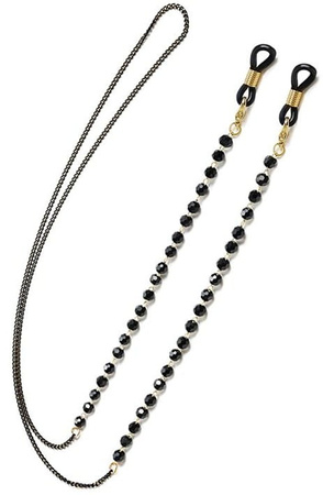 Lant negru, elegant cu margele pentru ochelari