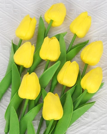 Buchet de lalele artificiale din 10 flori decorative galbene