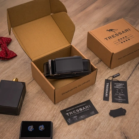 Curea pantaloni barbati 125cm Automatic piele naturala neagra TRESSARI