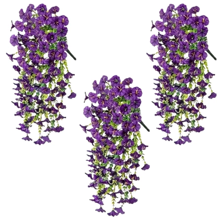 Agățat flori decorative ghirlanda artificială 3 buc mov