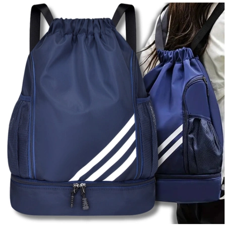 Rucsac sport bleumarin pentru antrenament de gimnastica cu cordon