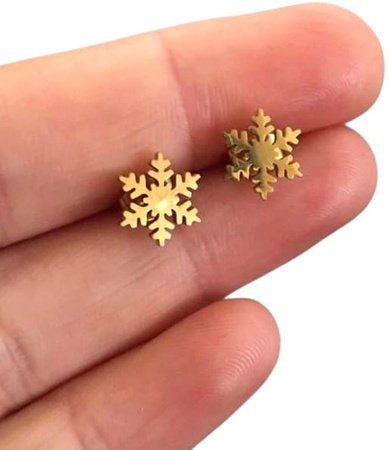 Cercei mici din aur, oțel chirurgical, fulg de nea