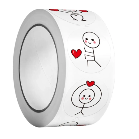 Autocolante pe rola 500 buc. DIY inima om pentru copii colorat