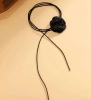 Colier choker dama cu floare innodata, floare neagra
