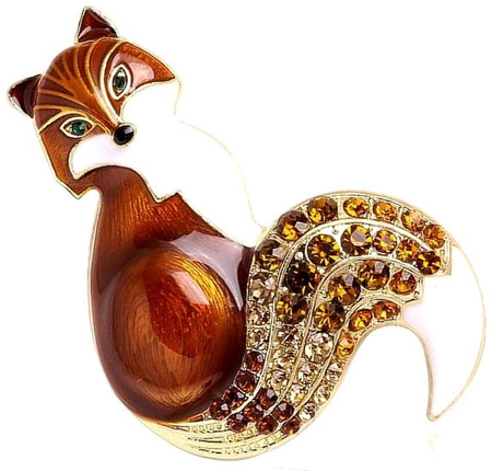 Broșă elegantă de vulpe maro