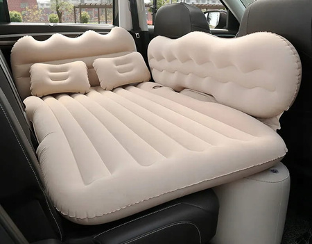 Saltea auto bej, pat bancheta spate cu pompa, camping