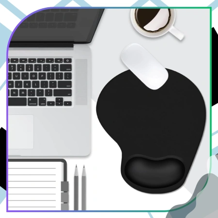Mouse pad negru ergonomic antiderapant pentru încheietura mâinii