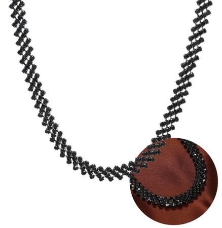 Colier cu zirconiu cubic, choker dama, guler, cristale negre