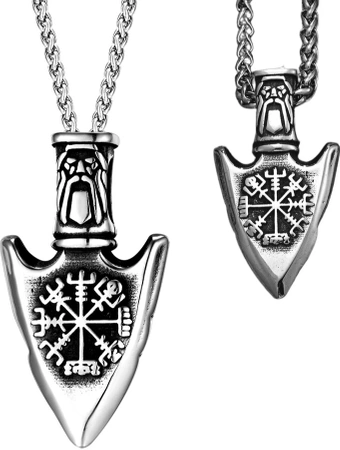 Colier bărbătesc din oțel chirurgical Viking Nordic amulet vârf de săgeată