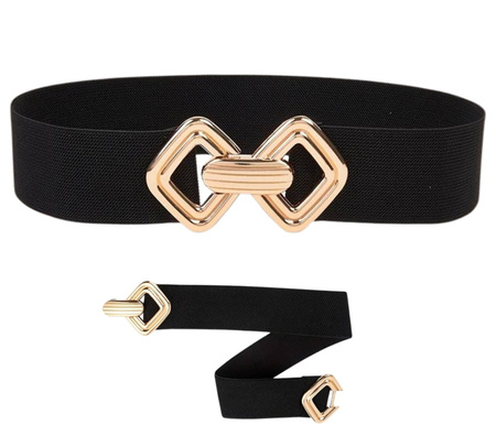 Curea elastica de dama pentru o rochie, cauciuc, catarama aurie