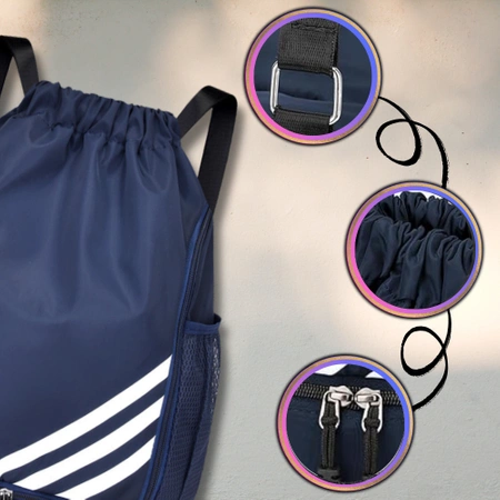 Rucsac sport bleumarin pentru antrenament de gimnastica cu cordon
