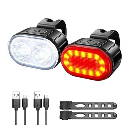 Set lumini biciclete reflector fata si spate USB rezistent la apa