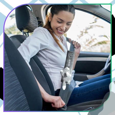 Husă de centură de siguranță din pluș de vulpe gri pentru copii