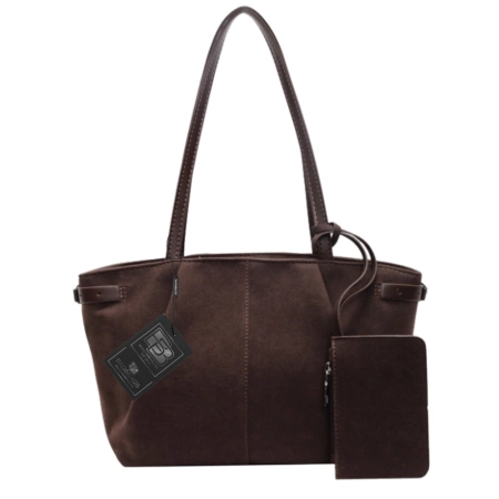 Geantă shopper de damă BAD&BAGS din piele ecologică din piele intoarsa maro