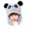 Pălărie din lână 2 în 1, glugă caldă cu urechi de panda pentru copii