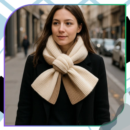 Eșarfă de damă pentru iarnă, călduroasă, bicoloră, bej