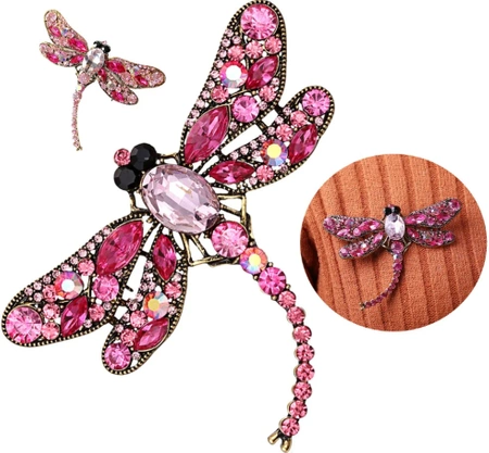 Brosa cu ace de zirconi insecta retro DRAGONFLY boho