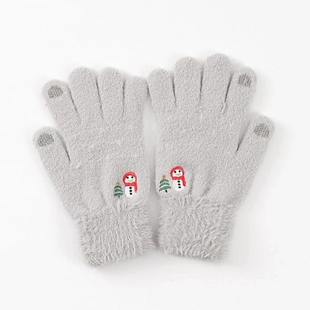 Mănuși calde de iarnă pentru femei, brodate cu model de Crăciun