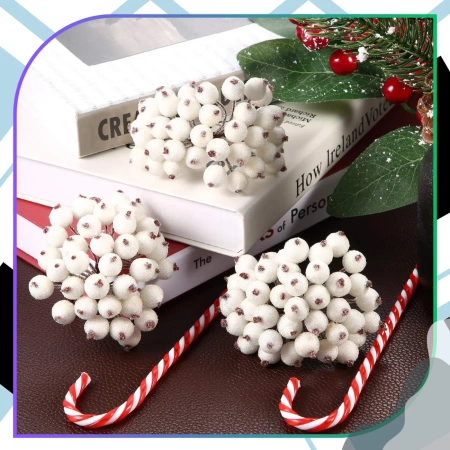 Sorbus artificial alb, decorativ, Crăciun, înghețat, 100 buc. ramură