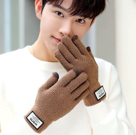 Mănuși pentru bărbați de iarnă maro cald la atingere