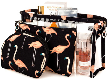Organizator Geanta Cosmetica Transparenta Set flamingo
