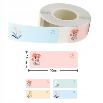 Etichete termice autocolante NIIMBOT 14x40mm 160 buc cu flori