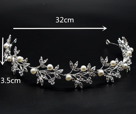 Bentita nunta tiara cristal argintiu cu zirconi