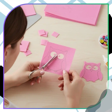 Set de 10 foi decorative din fetru roz 30x30cm