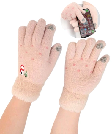 Mănuși calde de iarnă pentru femei, brodate cu model de Crăciun