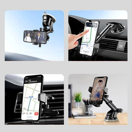 Suport telescopic auto pentru telefon, negru