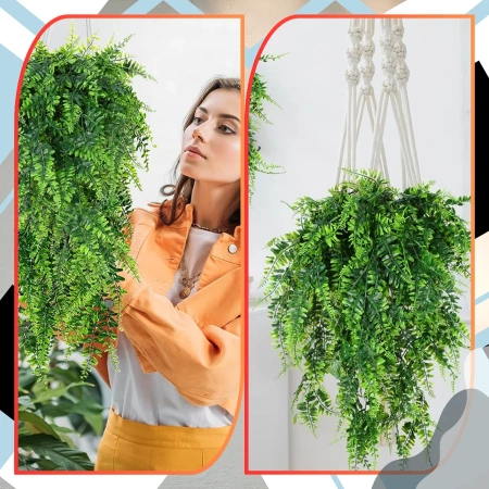 Feriga artificiala set de 2 flori verzi decor suspendat 82 cm