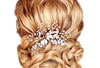 Decor nunta pieptene flori de cristal bogat pentru par
