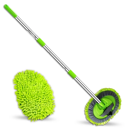 Perie pentru spălarea mașinii cu mâner telescopic și cap rotativ.