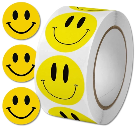 Autocolante colorate pentru copii, pe rolă de 500 buc. Zâmbet motivațional